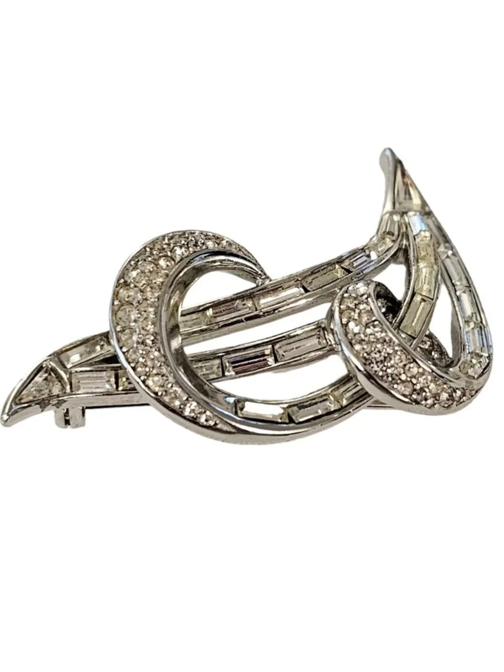 Trifari rhodium plated